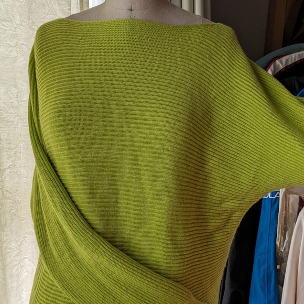 Neon Lime Green Wool  Blend Sweater JCP Company
